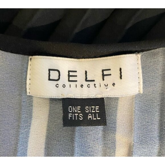 Delfi Collective Mara Kaftan Dress Pleated Blue Gray Pink Green Stripe One Size - Picture 5 of 6